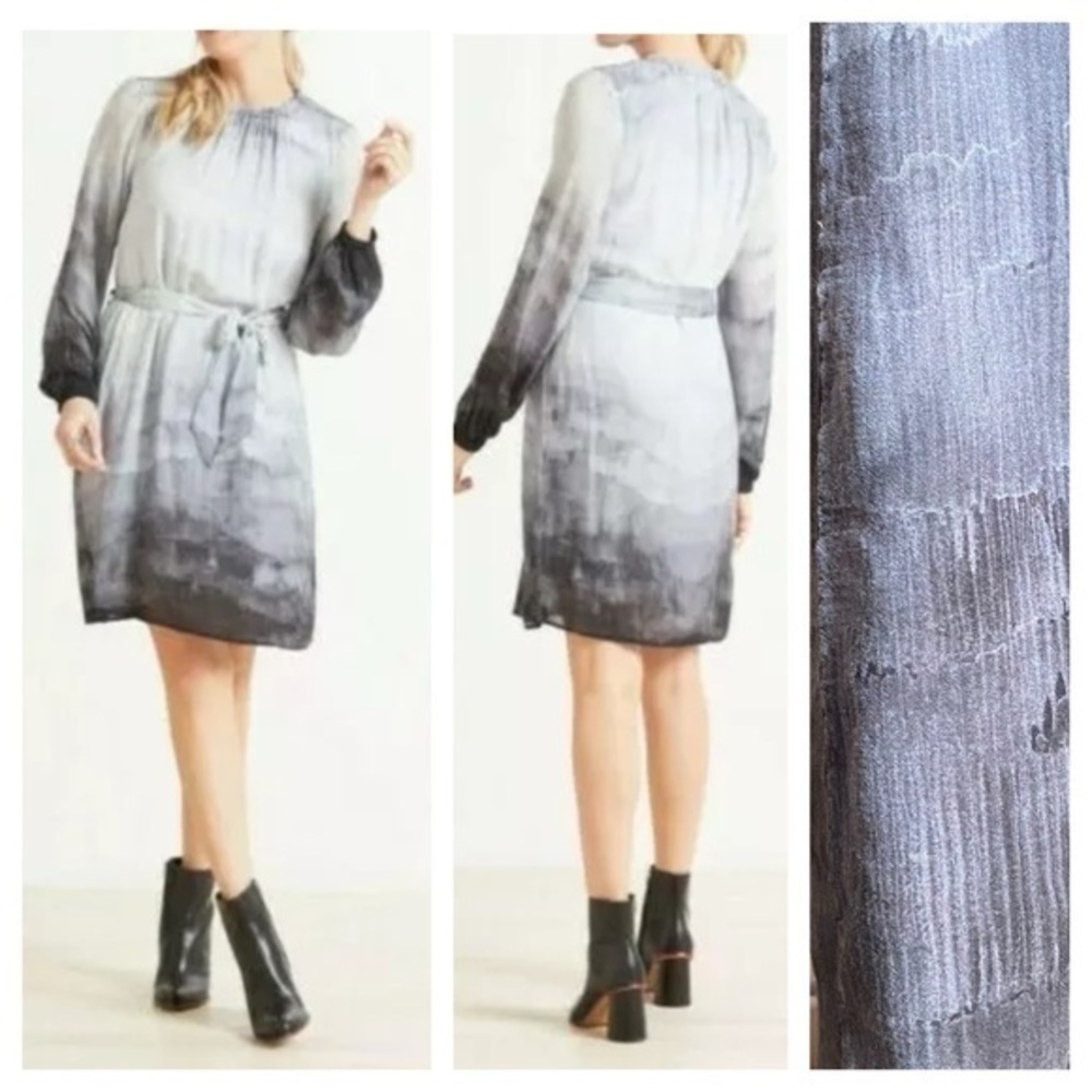 Anthropologie Cloth & Stone Gray Ombre Glacier Long Sleeve Dress Small